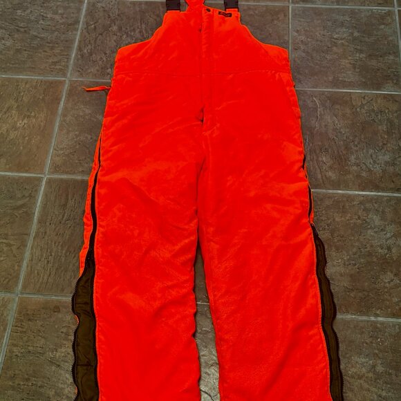 Mount' N Prairie Men's L Blaze Orange Insulated Hunting/Work/Hiking Bib Overalls - Picture 1 of 9